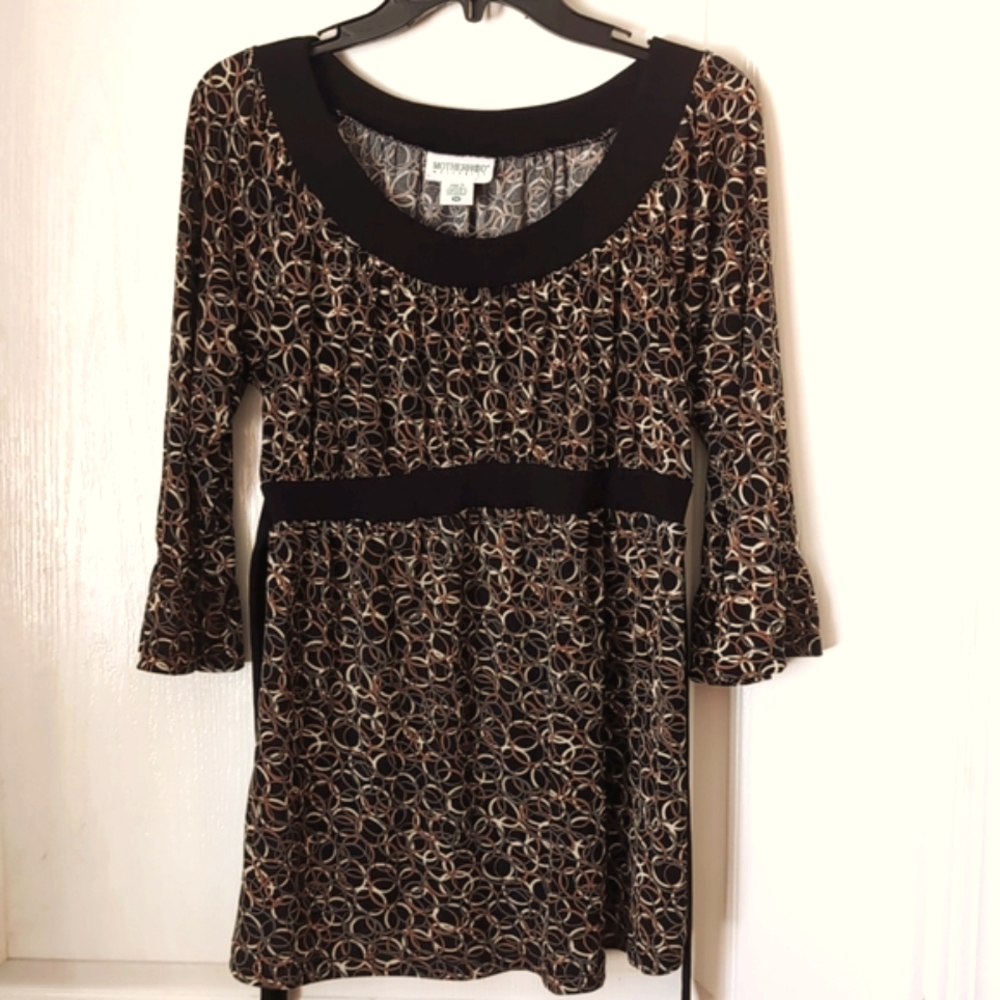 Motherhood Maternity Ruffle Sleeve Tunic Top. Medium. Tie Back